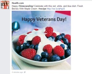 Health.com's Facebook status today. 